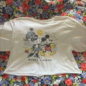 Mickey & Minnie White cropped top